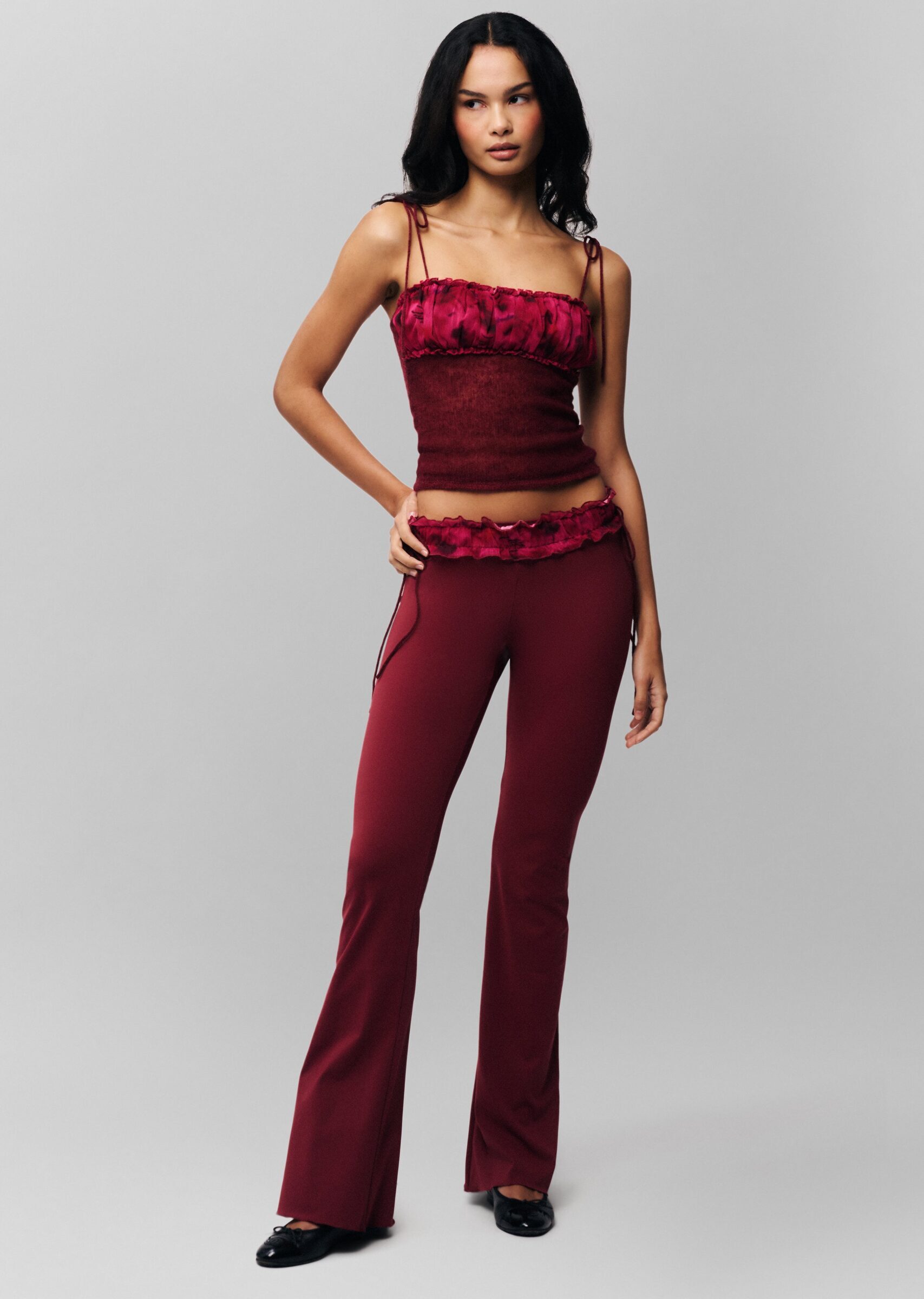 Ruched Side Tie Stretch Pant